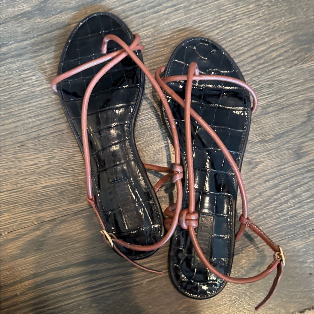 SCHUTZ Malta Black and Brown Strappy Sandals